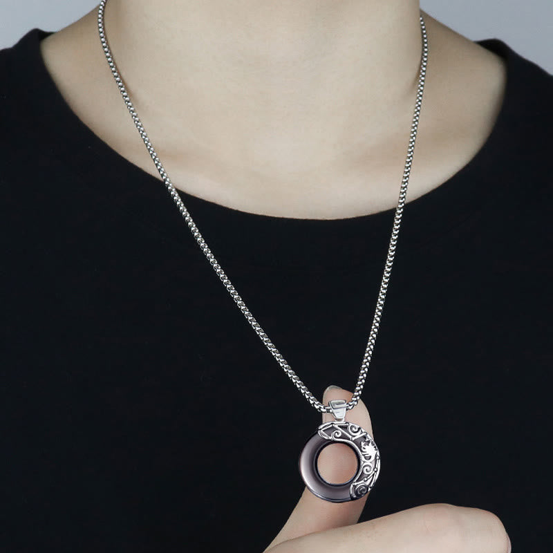 Collier pendentif en obsidienne naturelle du zodiaque Olivenorma