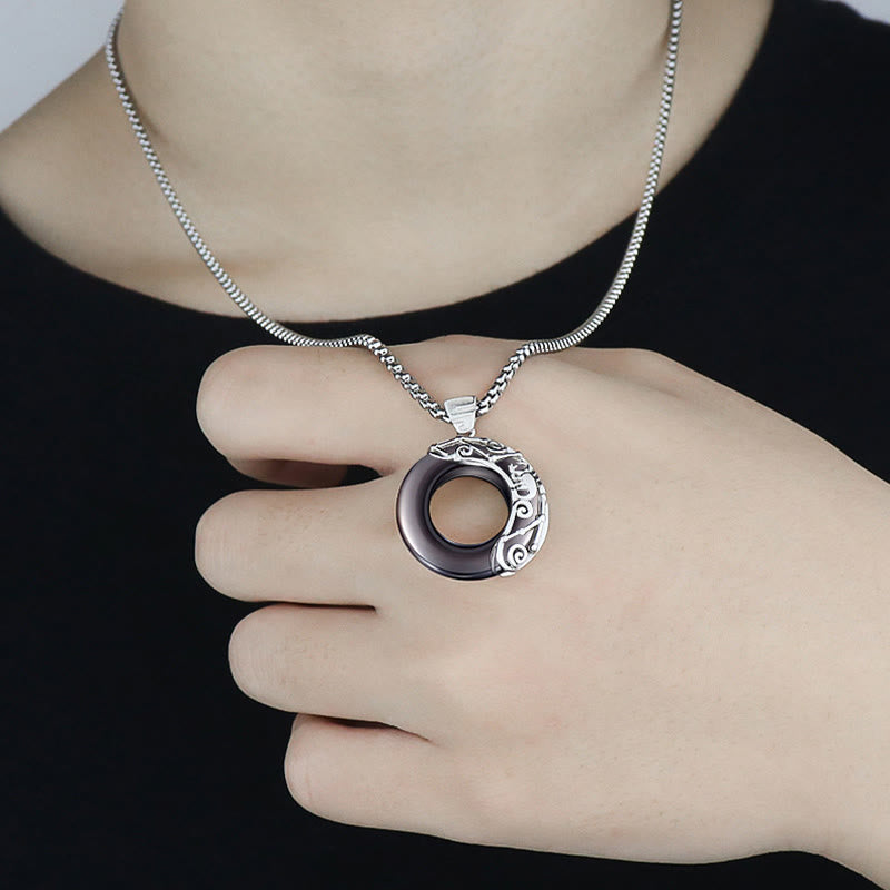 Collier pendentif en obsidienne naturelle du zodiaque Olivenorma
