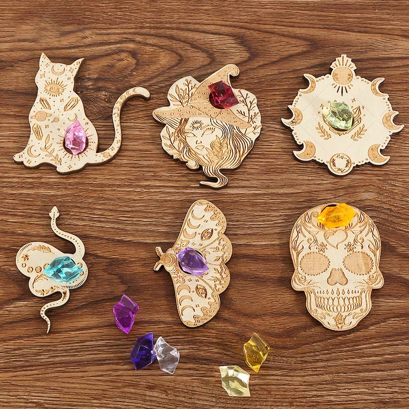 Olivenorma Lot de 6 sphères de cristal en bois pour présentoir de cristal