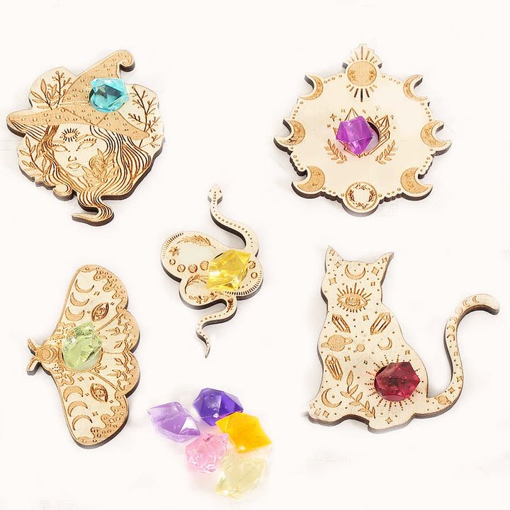 Olivenorma Lot de 6 sphères de cristal en bois pour présentoir de cristal