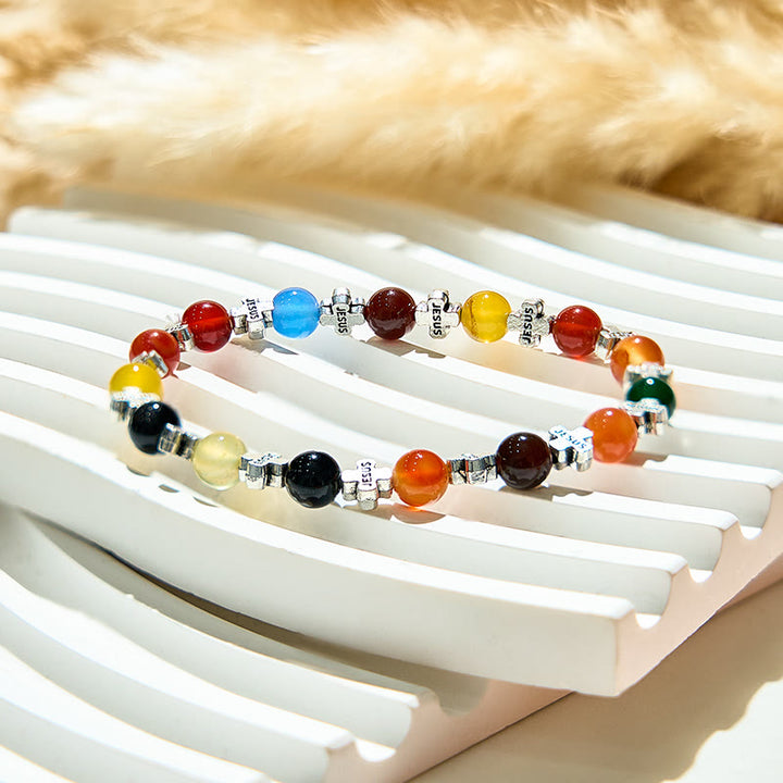 Bracelet Olivenorma en perles d'agate naturelle de 6 mm en forme de croix - image 4