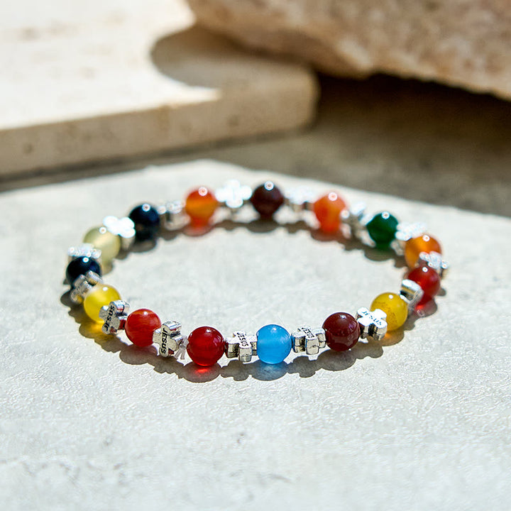 Bracelet Olivenorma en perles d'agate naturelle de 6 mm en forme de croix - image 3