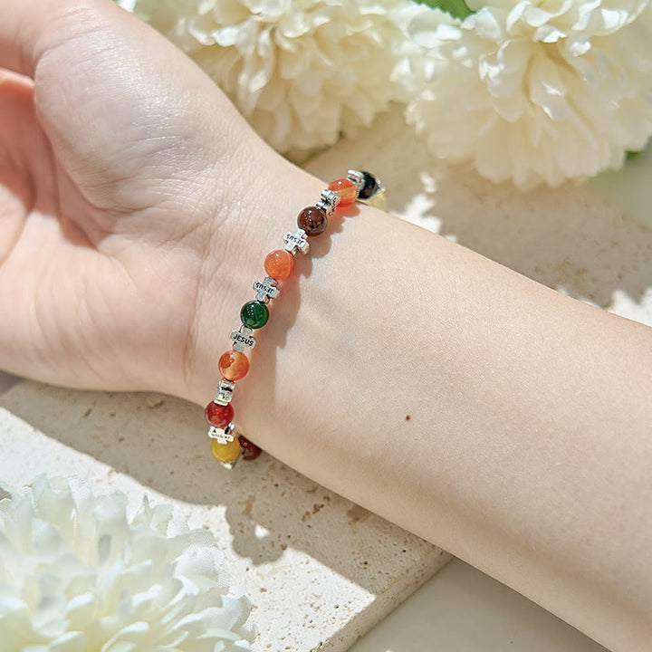 Bracelet Olivenorma en perles d'agate naturelle de 6 mm en forme de croix - image 1