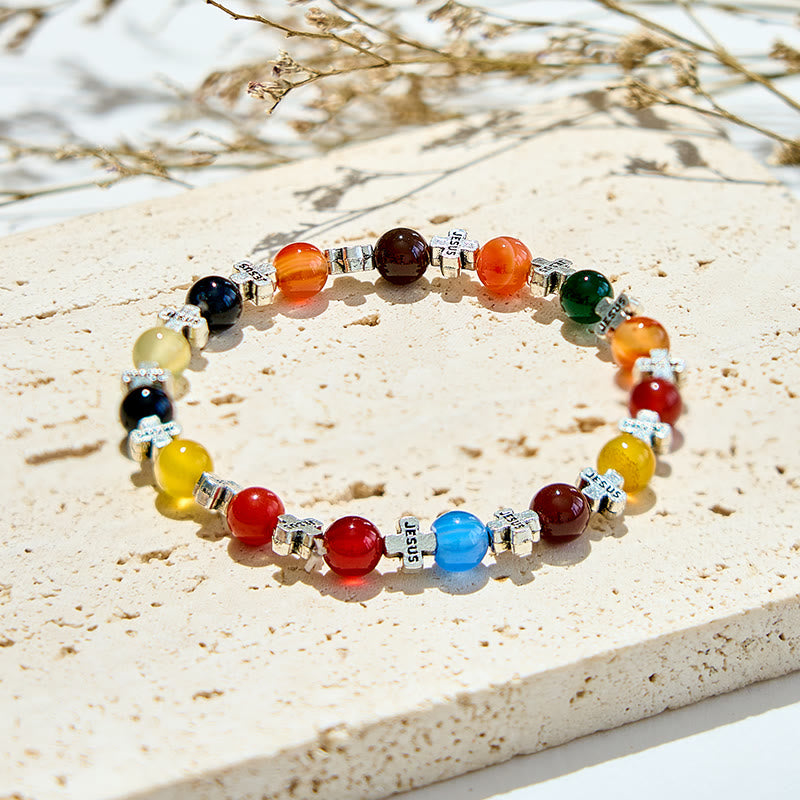 Bracelet Olivenorma en perles d'agate naturelle de 6 mm en forme de croix - image 2