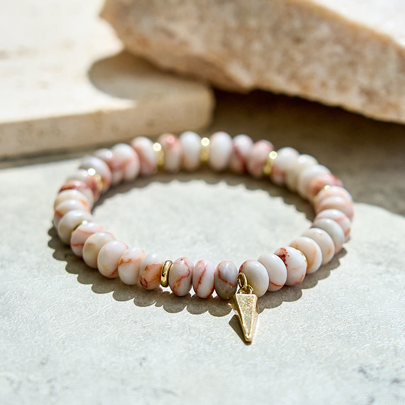 Bracelet pendentif triangulaire en perles de rhodochrosite Olivenorma