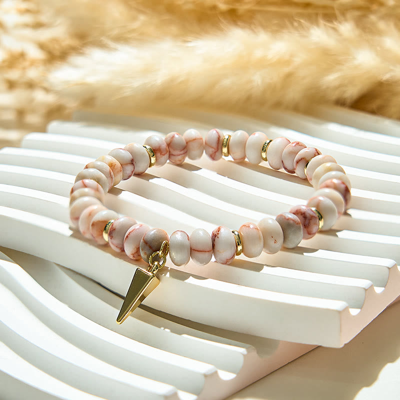 Bracelet pendentif triangulaire en perles de rhodochrosite Olivenorma
