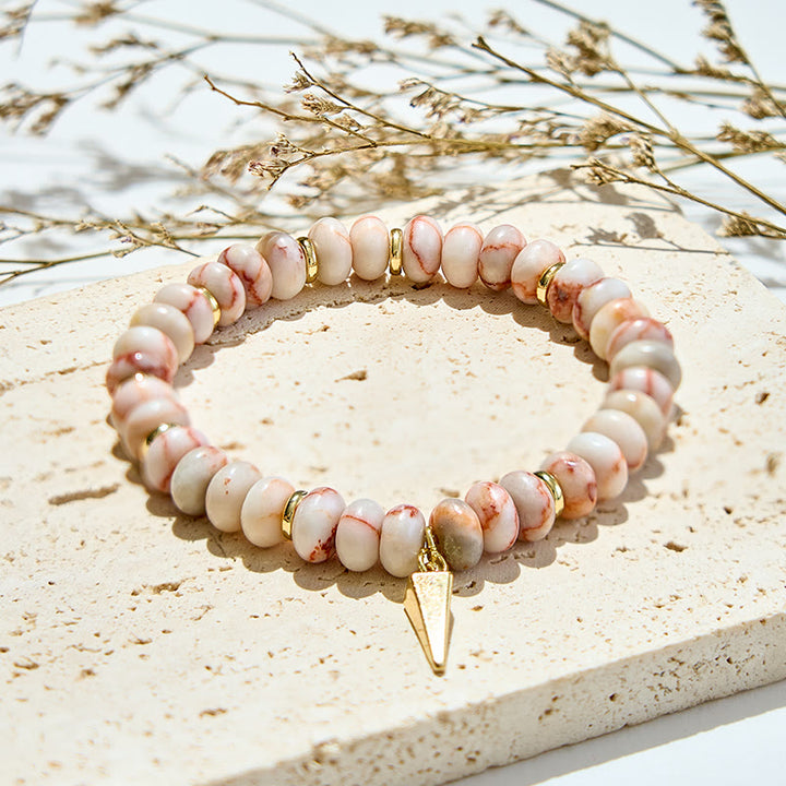 Bracelet pendentif triangulaire en perles de rhodochrosite Olivenorma