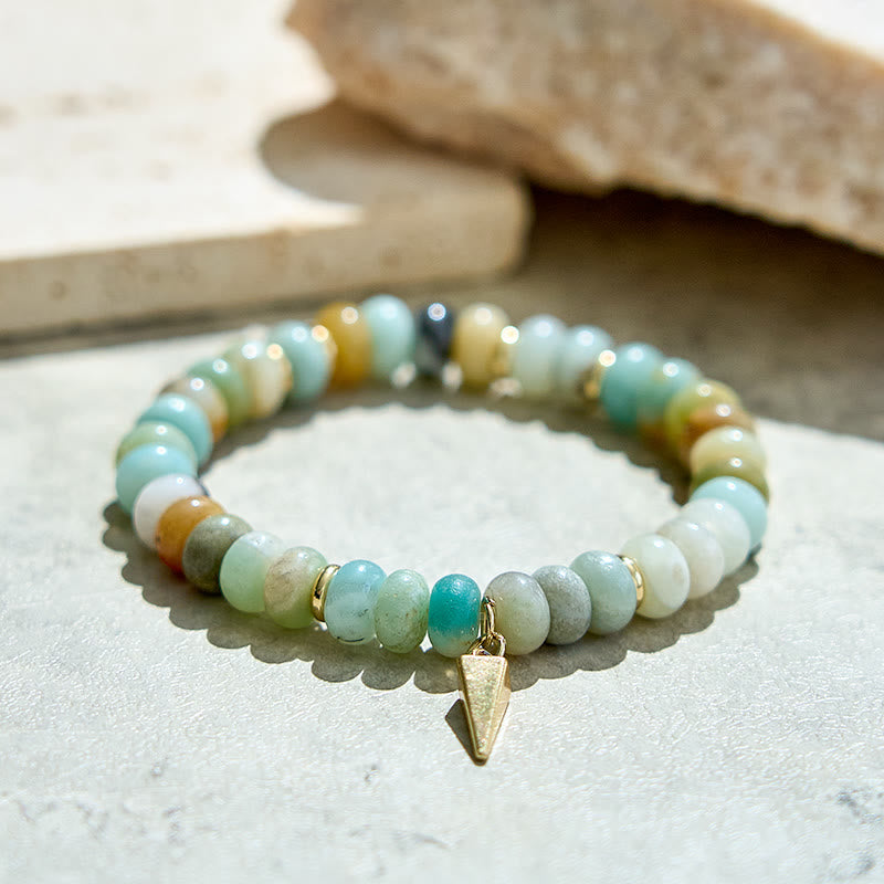 Bracelet pendentif triangulaire en perles d'amazonite Olivenorma