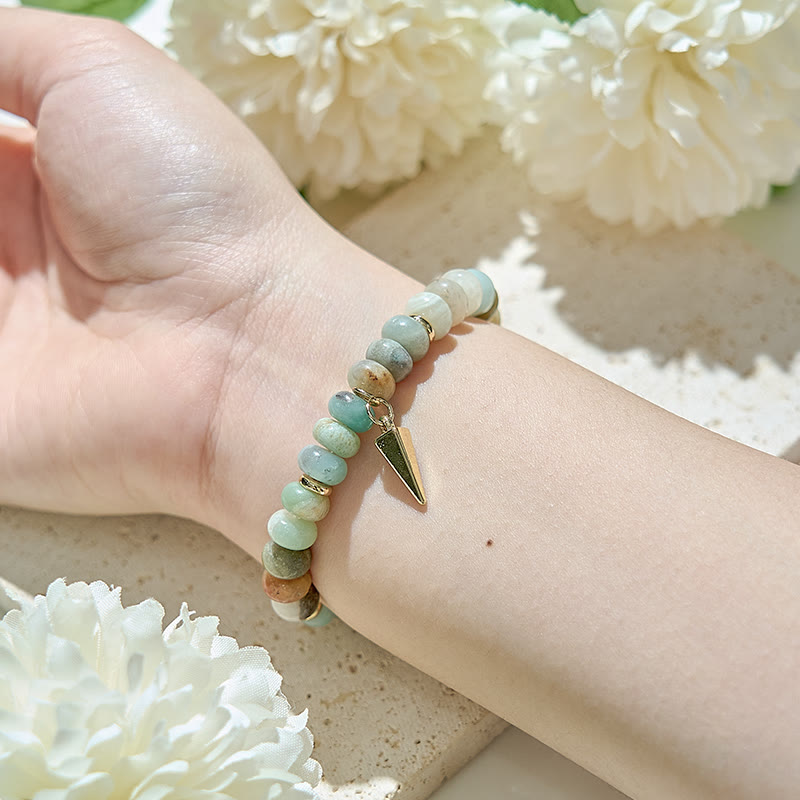 Bracelet pendentif triangulaire en perles d'amazonite Olivenorma