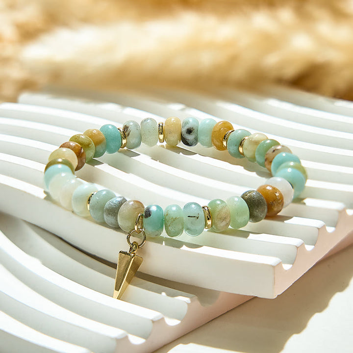Bracelet pendentif triangulaire en perles d'amazonite Olivenorma