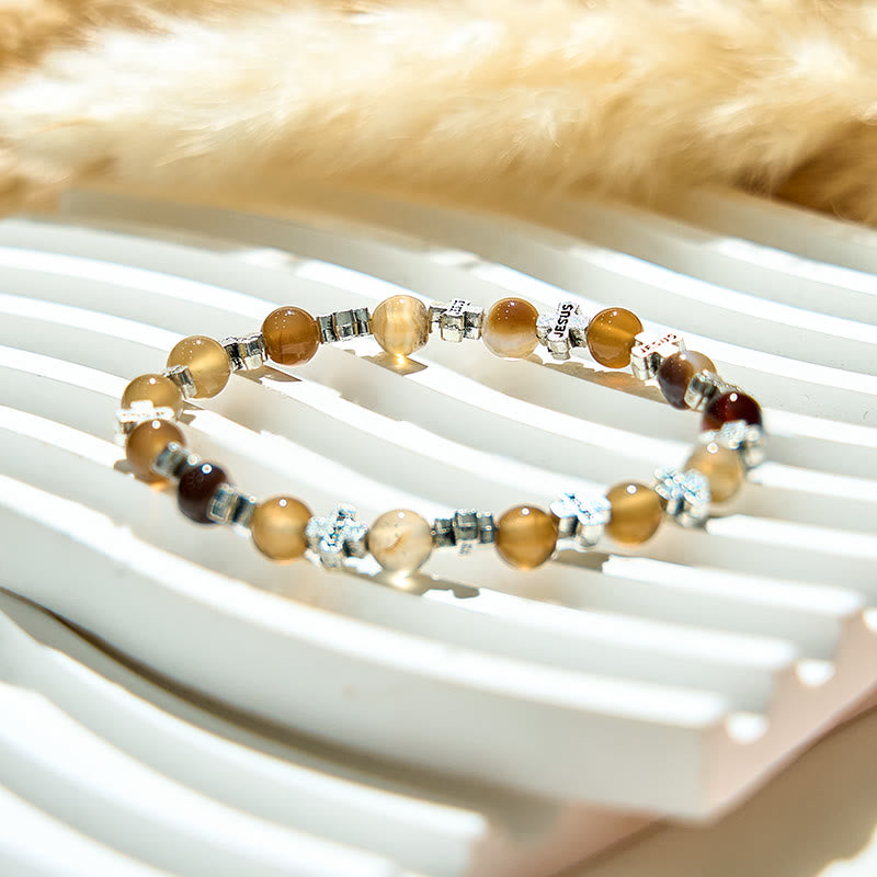 Bracelet Olivenorma en perles d'agate naturelle et métal de 6 mm - image 4
