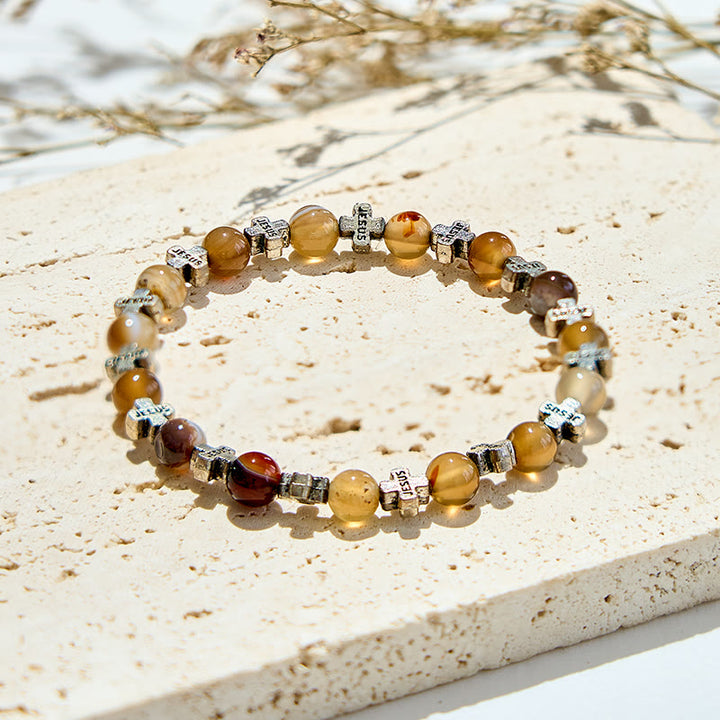 Bracelet Olivenorma en perles d'agate naturelle et métal de 6 mm - image 2