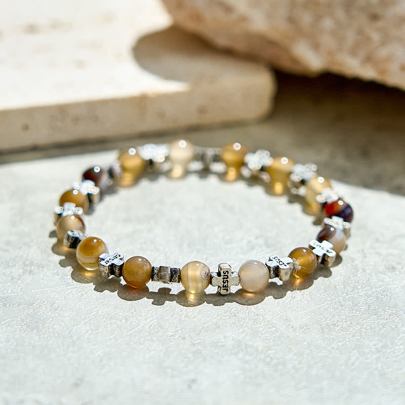 Bracelet Olivenorma en perles d'agate naturelle et métal de 6 mm - image 3