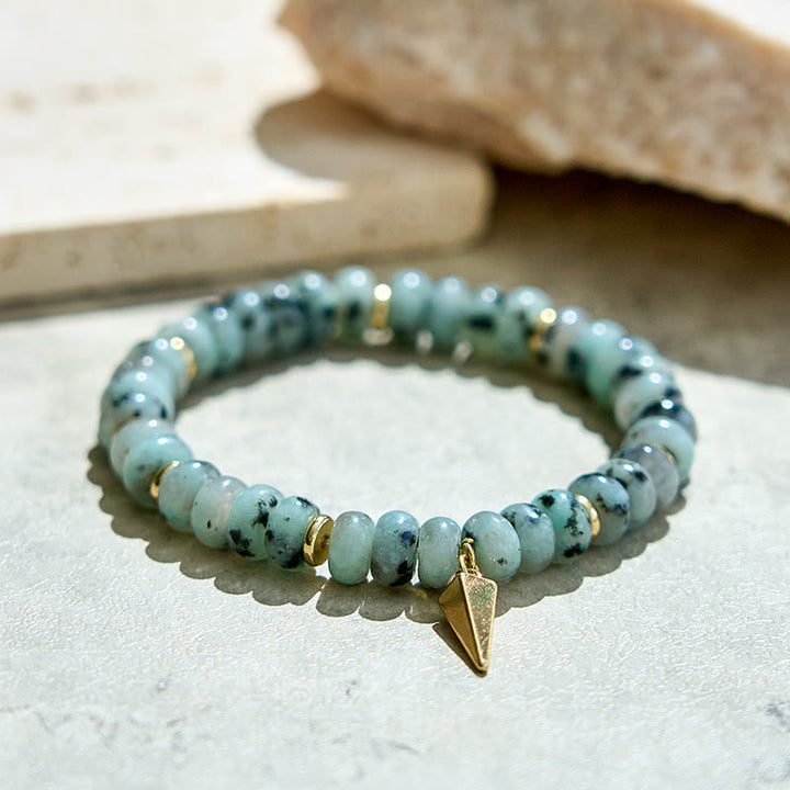 Bracelet pendentif triangulaire en perles de turquoise africaine Olivenorma 