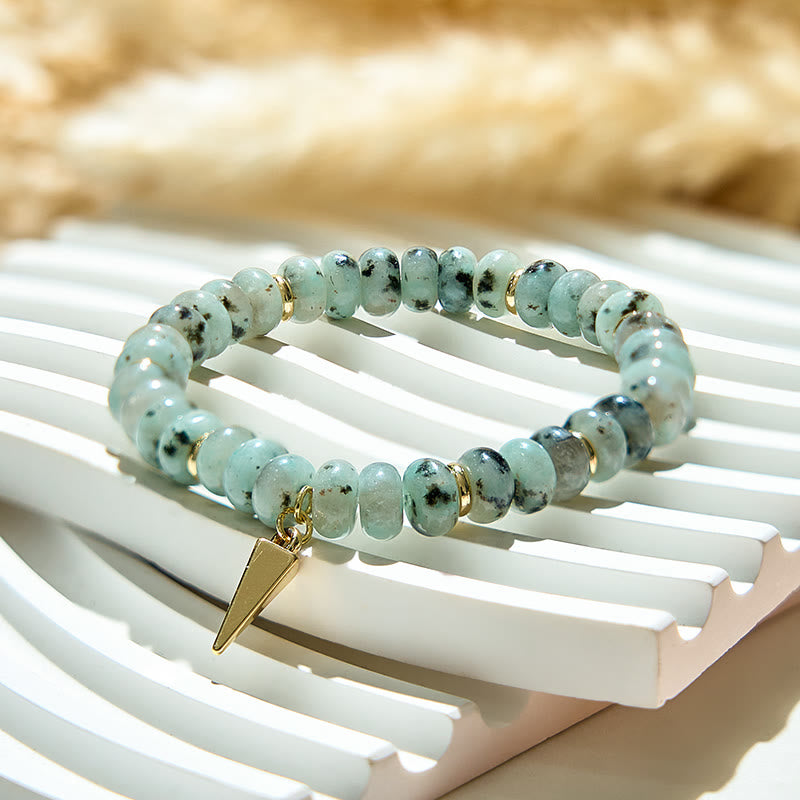 Bracelet pendentif triangulaire en perles de turquoise africaine Olivenorma 