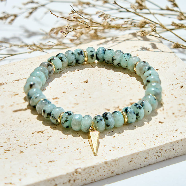 Bracelet pendentif triangulaire en perles de turquoise africaine Olivenorma 