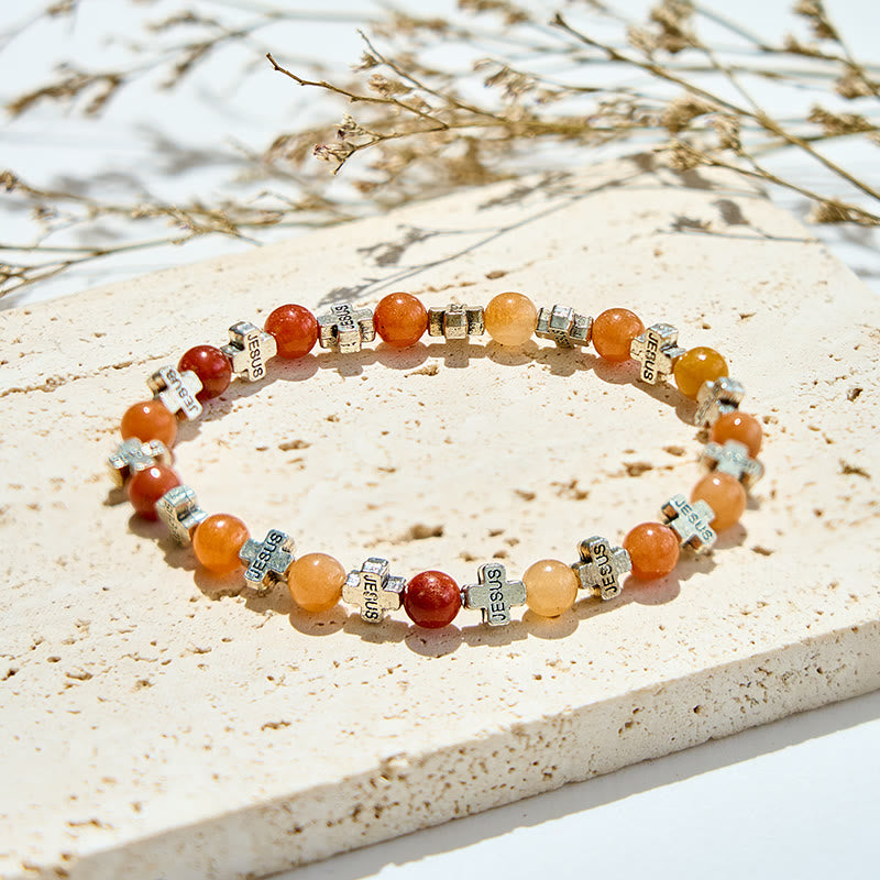 Bracelet Olivenorma en perles de croix en métal et grès Sun Stone - image 2