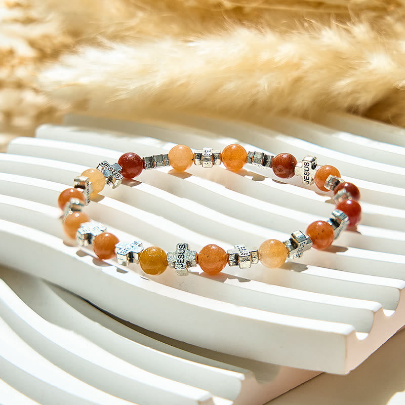 Bracelet Olivenorma en perles de croix en métal et grès Sun Stone - image 4
