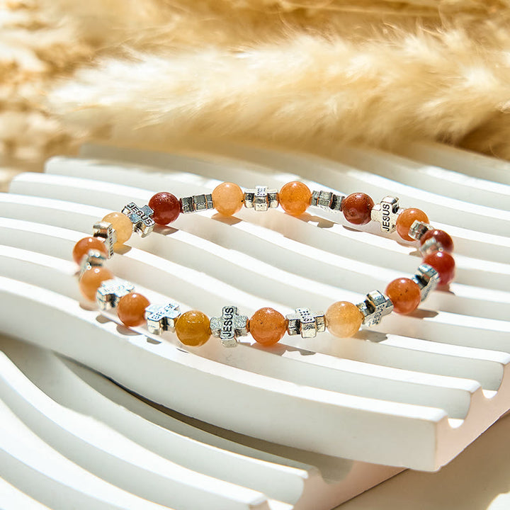 Bracelet Olivenorma en perles de croix en métal et grès Sun Stone - image 4