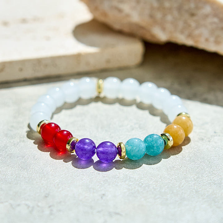 Bracelet en perles de cristal transparent améthyste aigue-marine naturelle Olivenorma 