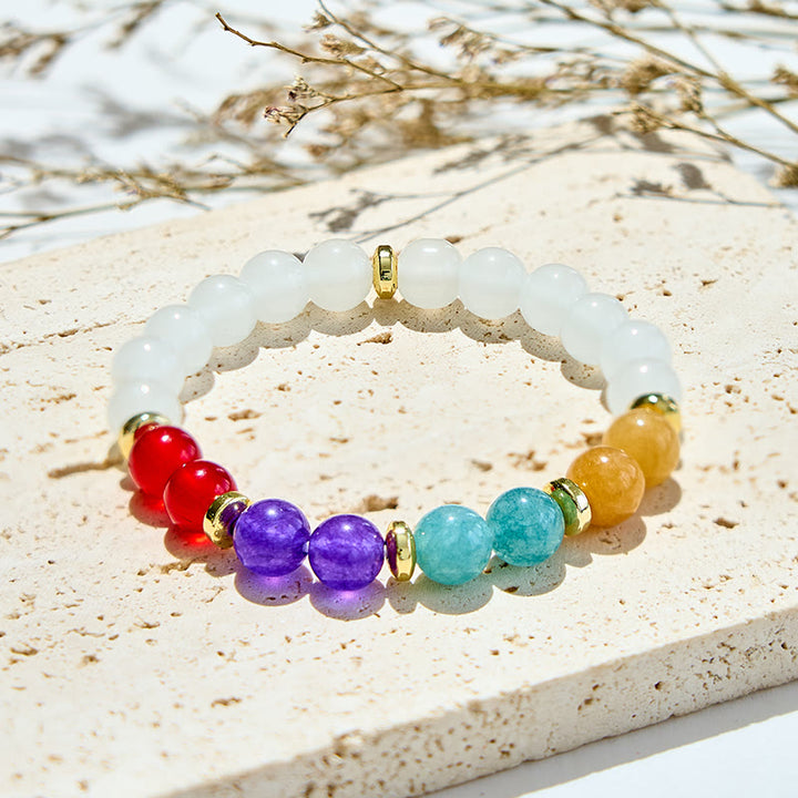 Bracelet en perles de cristal transparent améthyste aigue-marine naturelle Olivenorma 