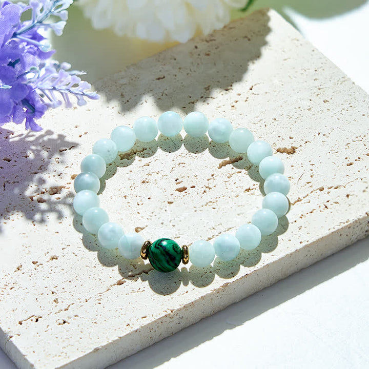 Bracelet en perles d'amazonite et de malachite naturelles Olivenorma 