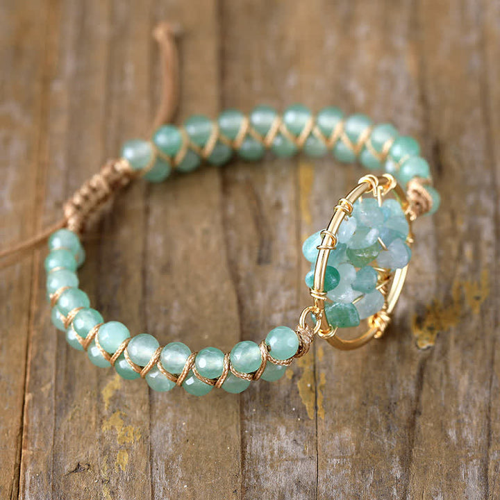 Bracelet Arbre de vie en aventurine verte et améthyste Olivenorma 