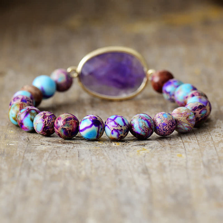 Bracelet tressé Olivenorma en pierre empereur violette améthyste 8 mm