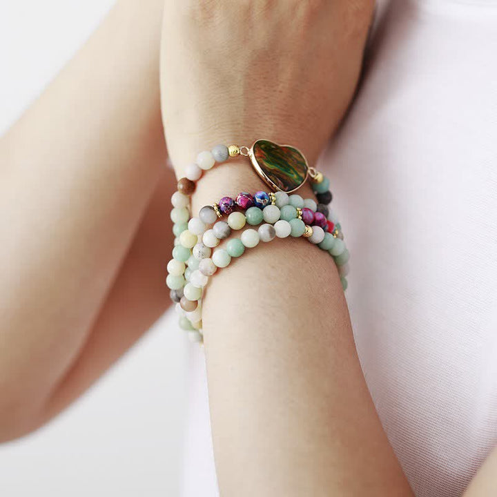 Bracelet tressé multicouches en turquoise et amazonite Olivenorma
