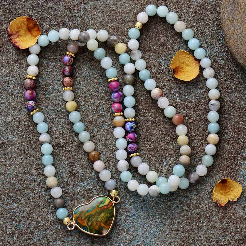 Bracelet tressé multicouches en turquoise et amazonite Olivenorma