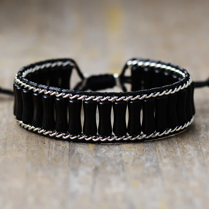 Bracelet enroulé de perles de cristal en forme de bambou Olivenorma
