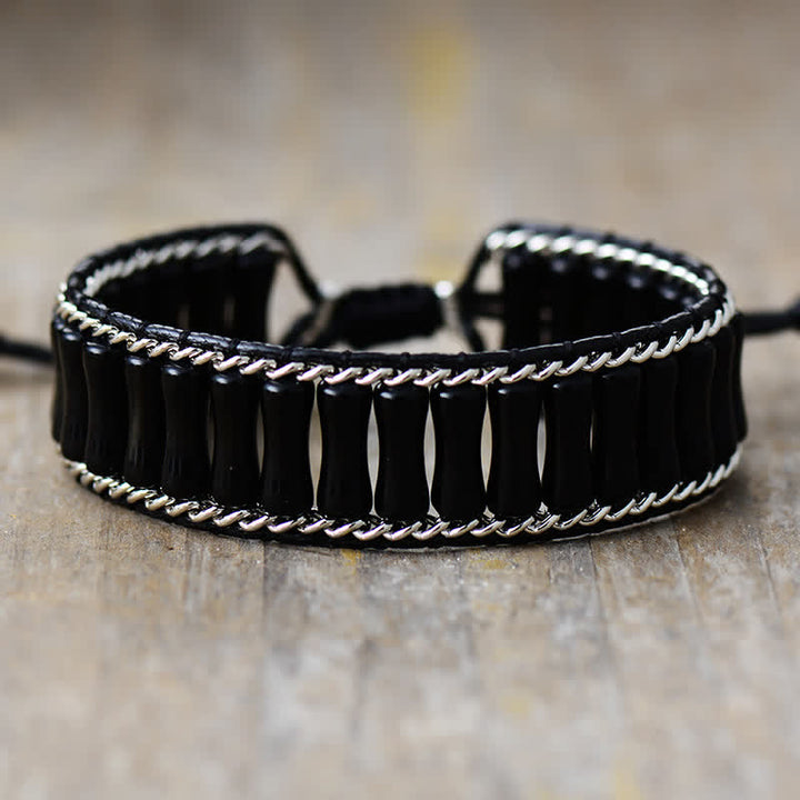 Bracelet enroulé de perles de cristal en forme de bambou Olivenorma