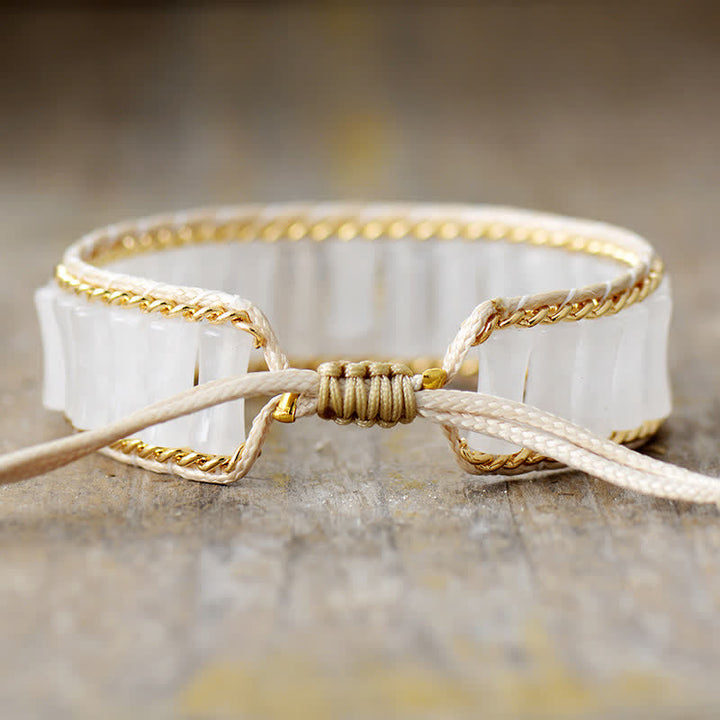 Bracelet enroulé de perles de cristal en forme de bambou Olivenorma