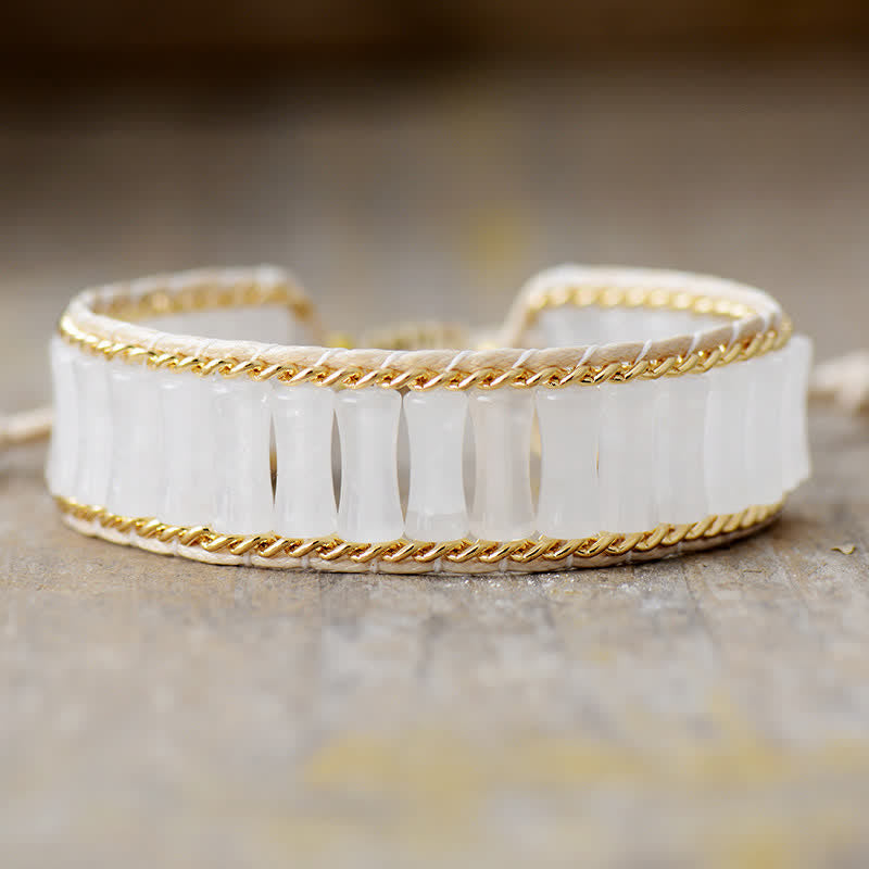 Bracelet enroulé de perles de cristal en forme de bambou Olivenorma