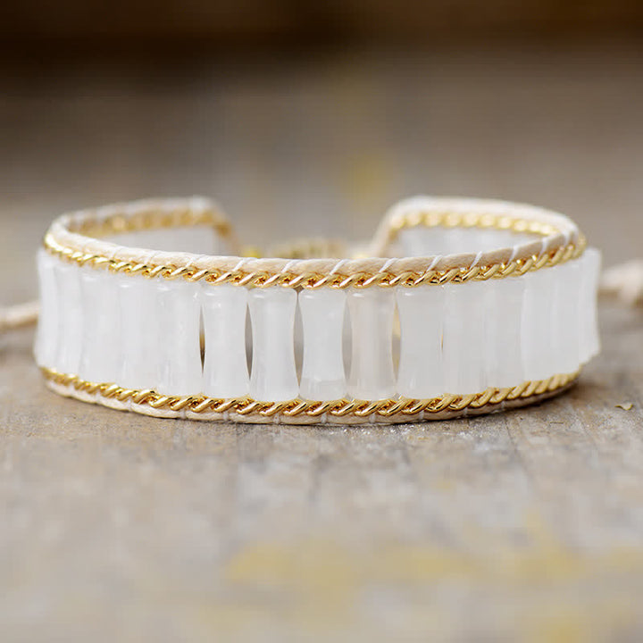 Bracelet enroulé de perles de cristal en forme de bambou Olivenorma