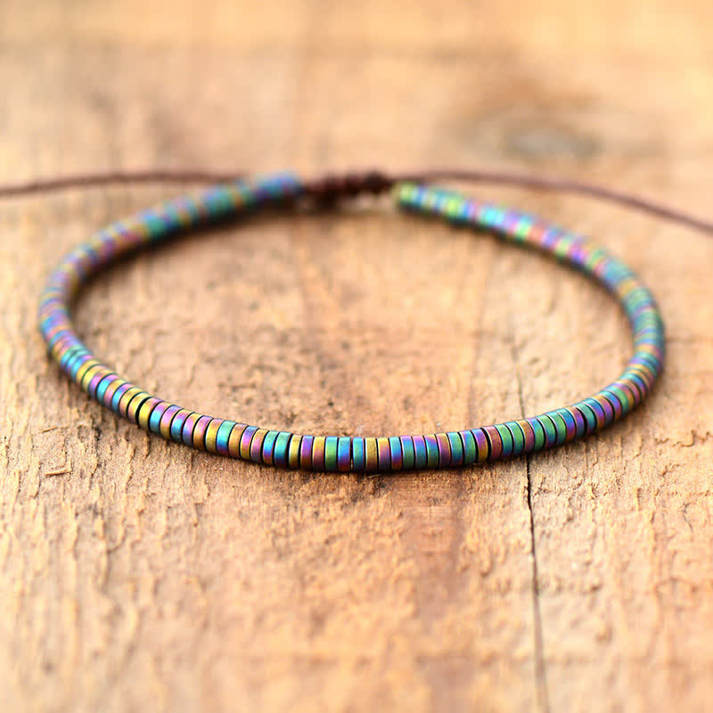 Bracelet pour homme en petites perles en hématite électrolytique Olivenorma