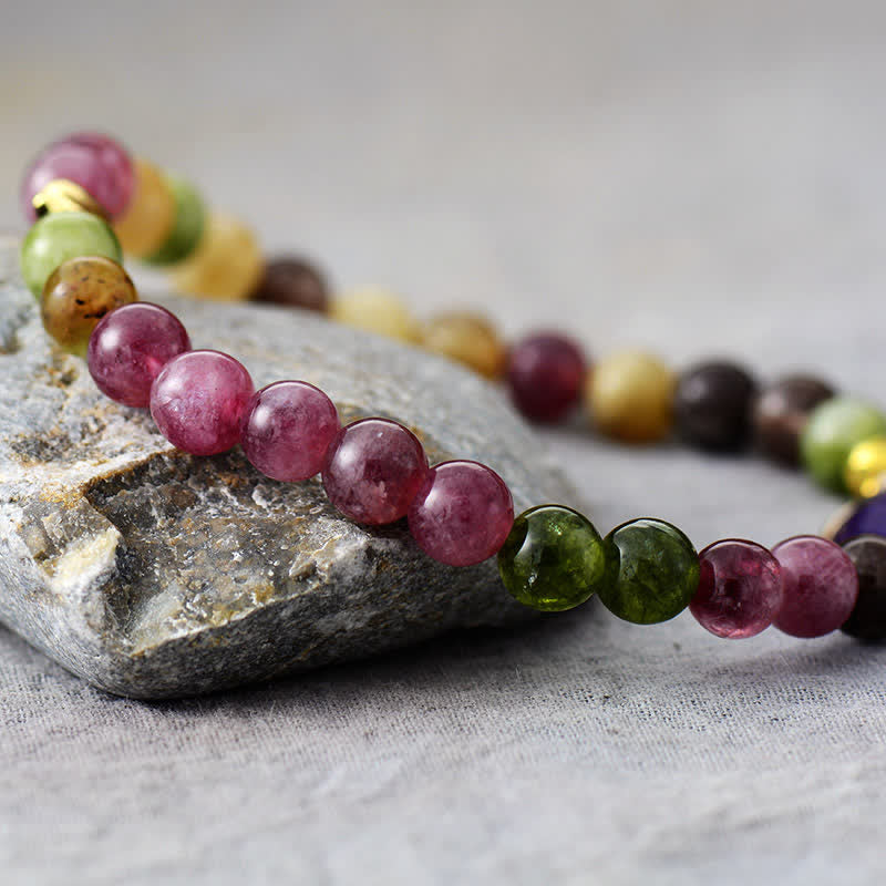 Bracelet en perles d'améthyste et de tourmaline naturelles Olivenorma