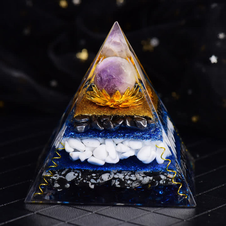 Boule d'améthyste Olivenorma Hématite Flocon de neige Obsidienne Pyramide Orgone