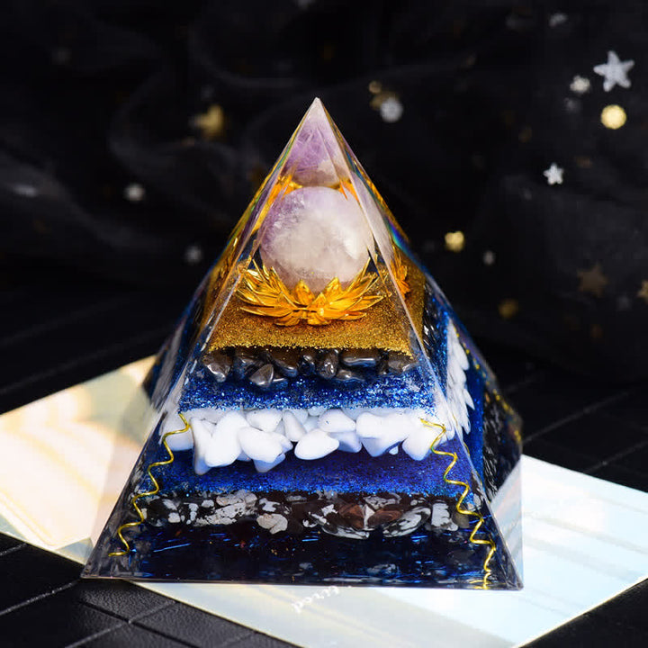 Boule d'améthyste Olivenorma Hématite Flocon de neige Obsidienne Pyramide Orgone