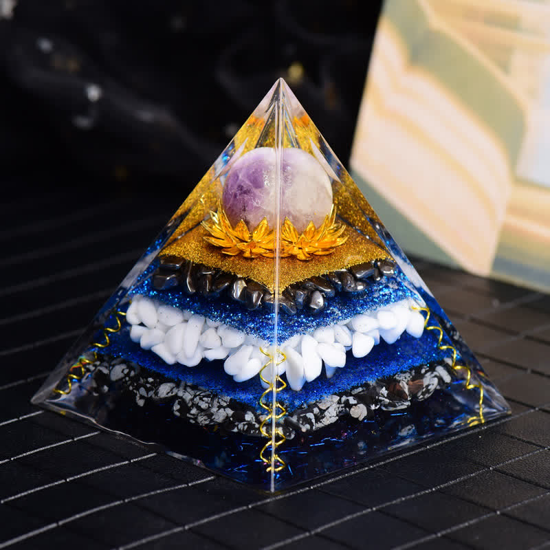 Boule d'améthyste Olivenorma Hématite Flocon de neige Obsidienne Pyramide Orgone