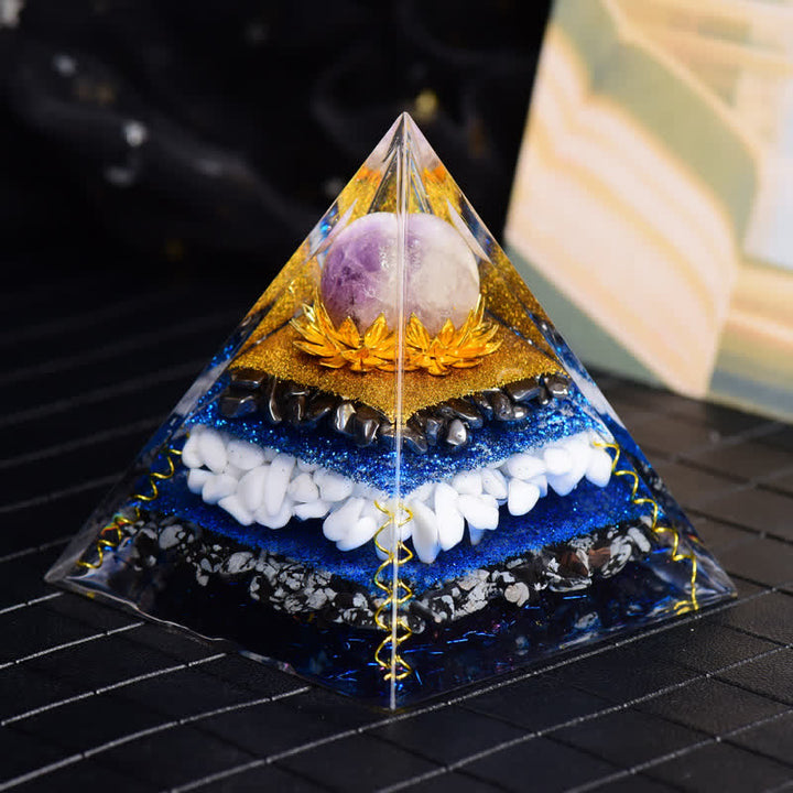 Boule d'améthyste Olivenorma Hématite Flocon de neige Obsidienne Pyramide Orgone