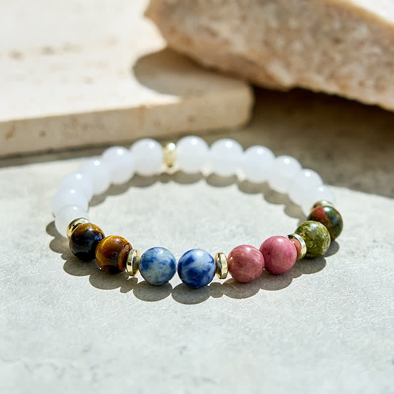 Bracelet pour femme en perles de cristal transparent naturel Olivenorma 