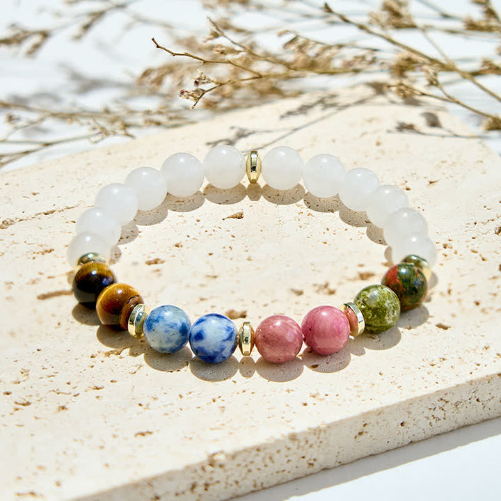 Bracelet pour femme en perles de cristal transparent naturel Olivenorma 
