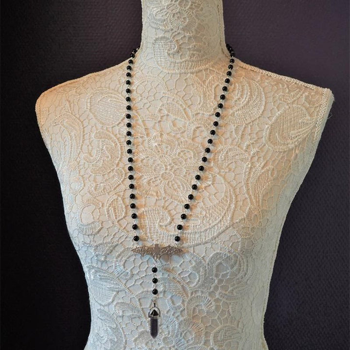 Collier divinatoire en cristal hexagonal énergétique gothique Olivenorma