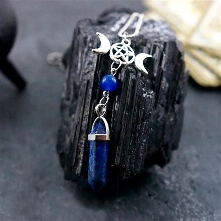 Collier de guérison Olivenorma Triple Moon Pentagram Lapis Lazuli