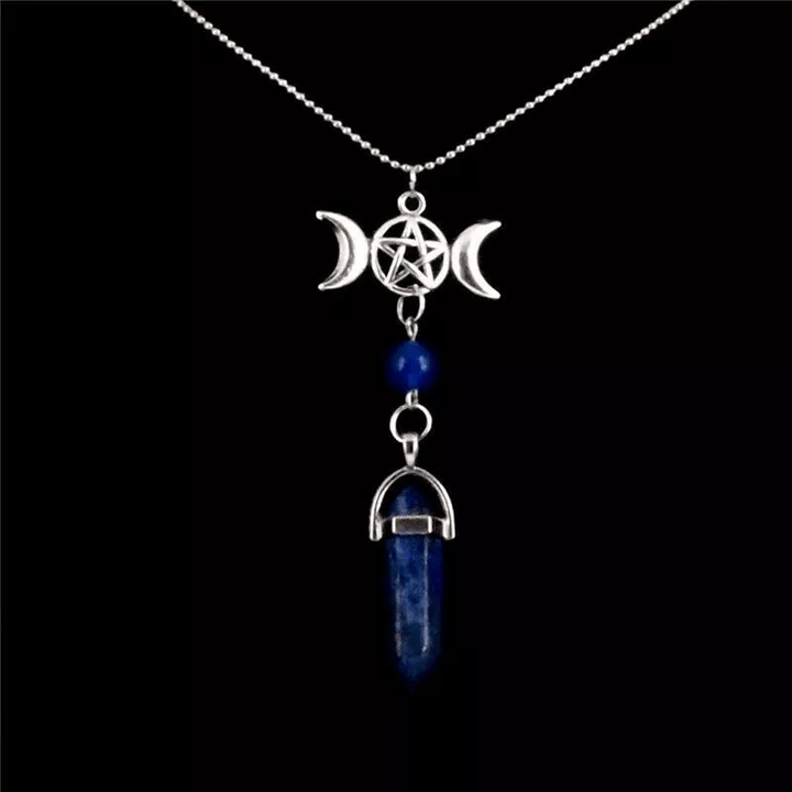 Collier de guérison Olivenorma Triple Moon Pentagram Lapis Lazuli