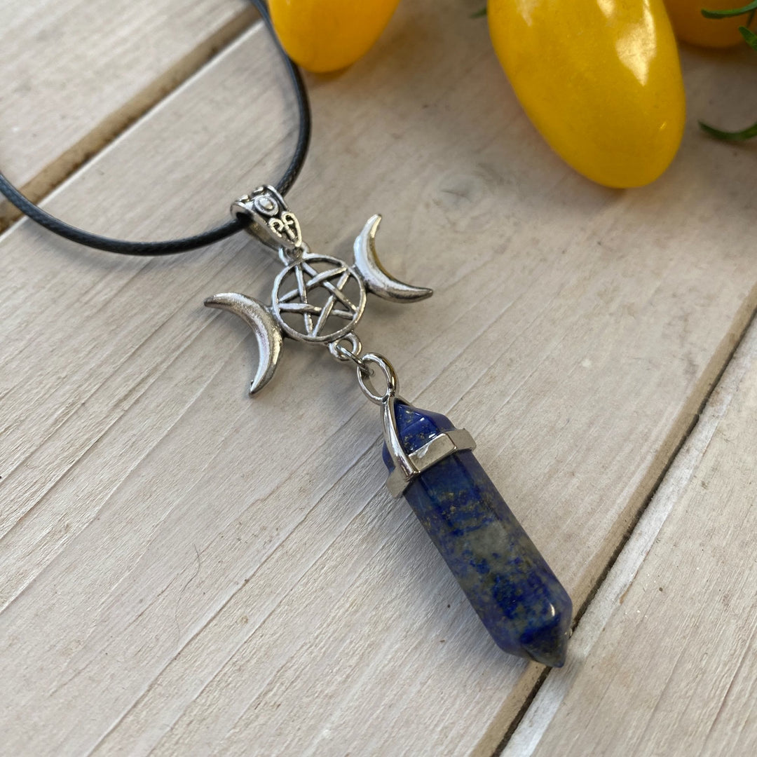 Collier de guérison Olivenorma Triple Moon Pentagram Lapis Lazuli