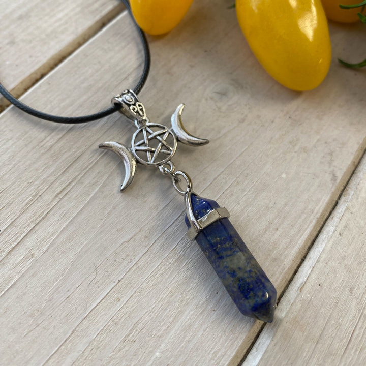 Collier de guérison Olivenorma Triple Moon Pentagram Lapis Lazuli