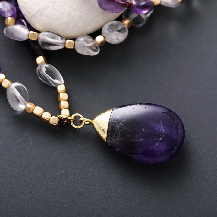 Collier pendentif en améthyste naturelle Olivenorma