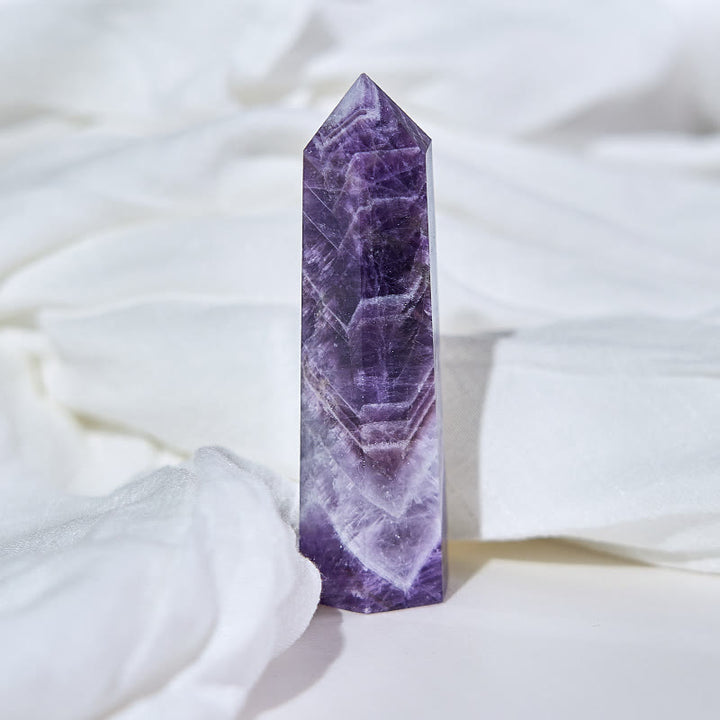 Tour de baguettes de cristal de guérison à prisme d'améthyste à 6 facettes Olivenorma